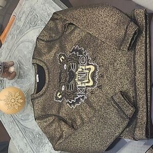 KENZO PARIS WOMEN'S LIMITED EDITION GLITTER GOLDEN EMBROIDERED SWEATER L